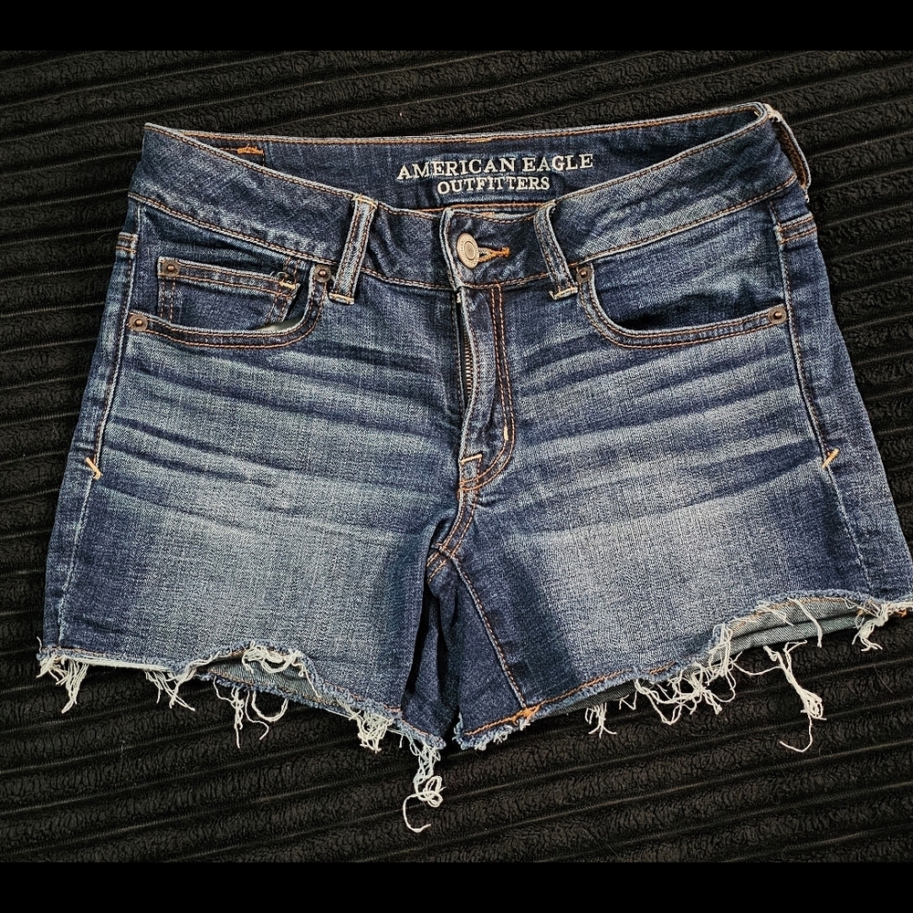 American Eagle Outfitters Distressed Blue Denim Shorts